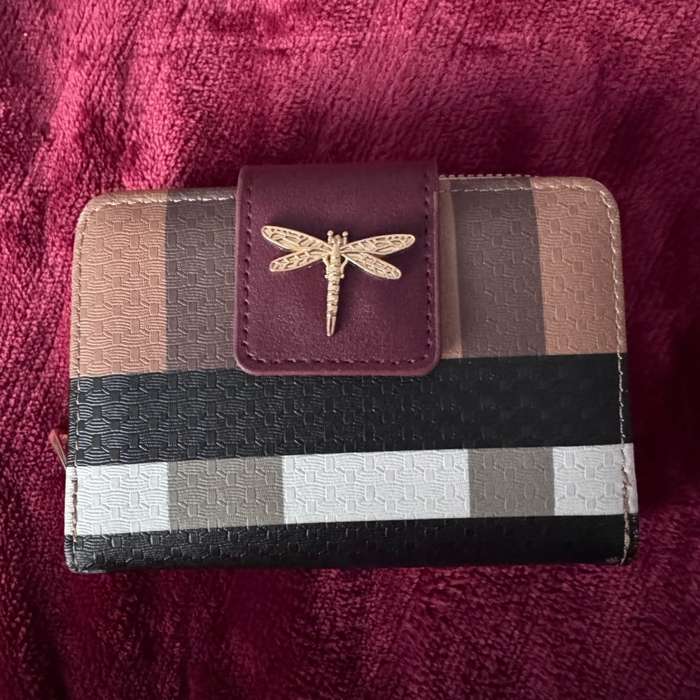 Elegant Multicolor Wallet with Dragonfly Accent